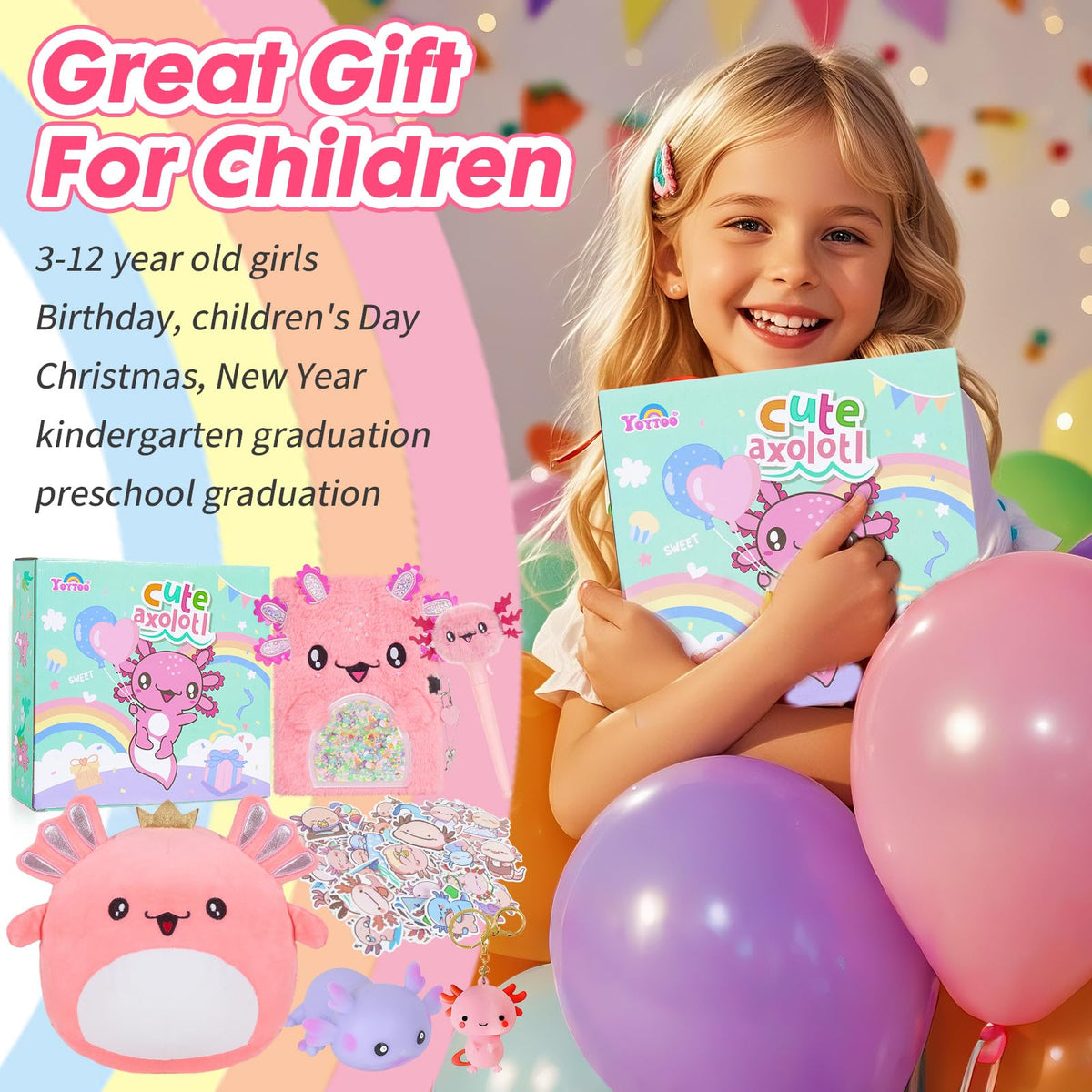 YOYTOO axolotl stickers bright craft supplies for decorating
