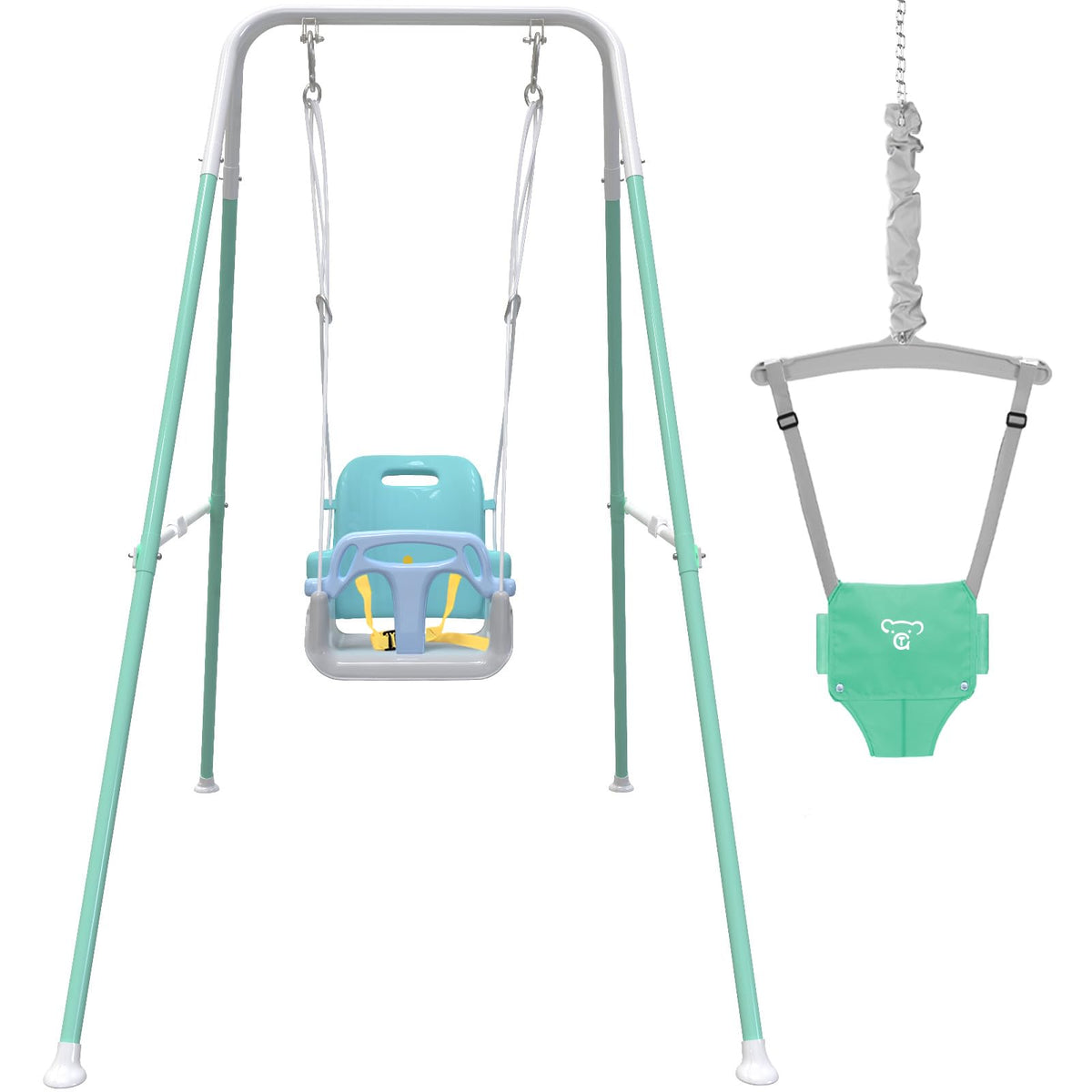 Yozoia 2in1 toddler swing-jumper foldable frame for easy storage and use.