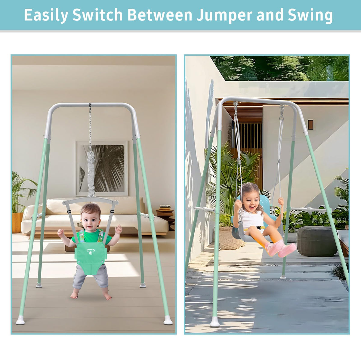 Yozoia detachable design enables easy transition between swing and jumper.