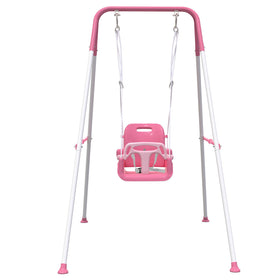 Yozoia toddler swing pink seat offers comfy outdoor play for toddlers.