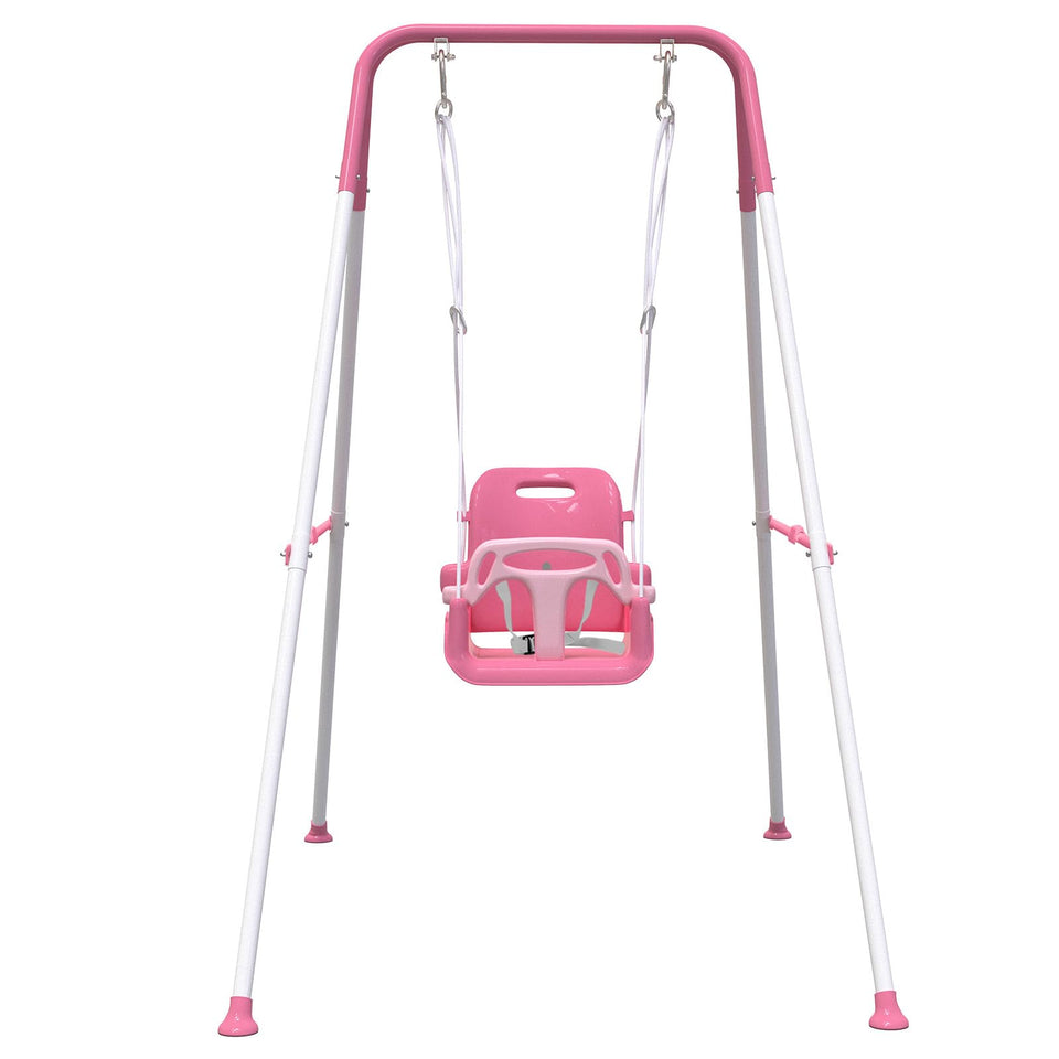 Yozoia toddler swing pink seat offers comfy outdoor play for toddlers.