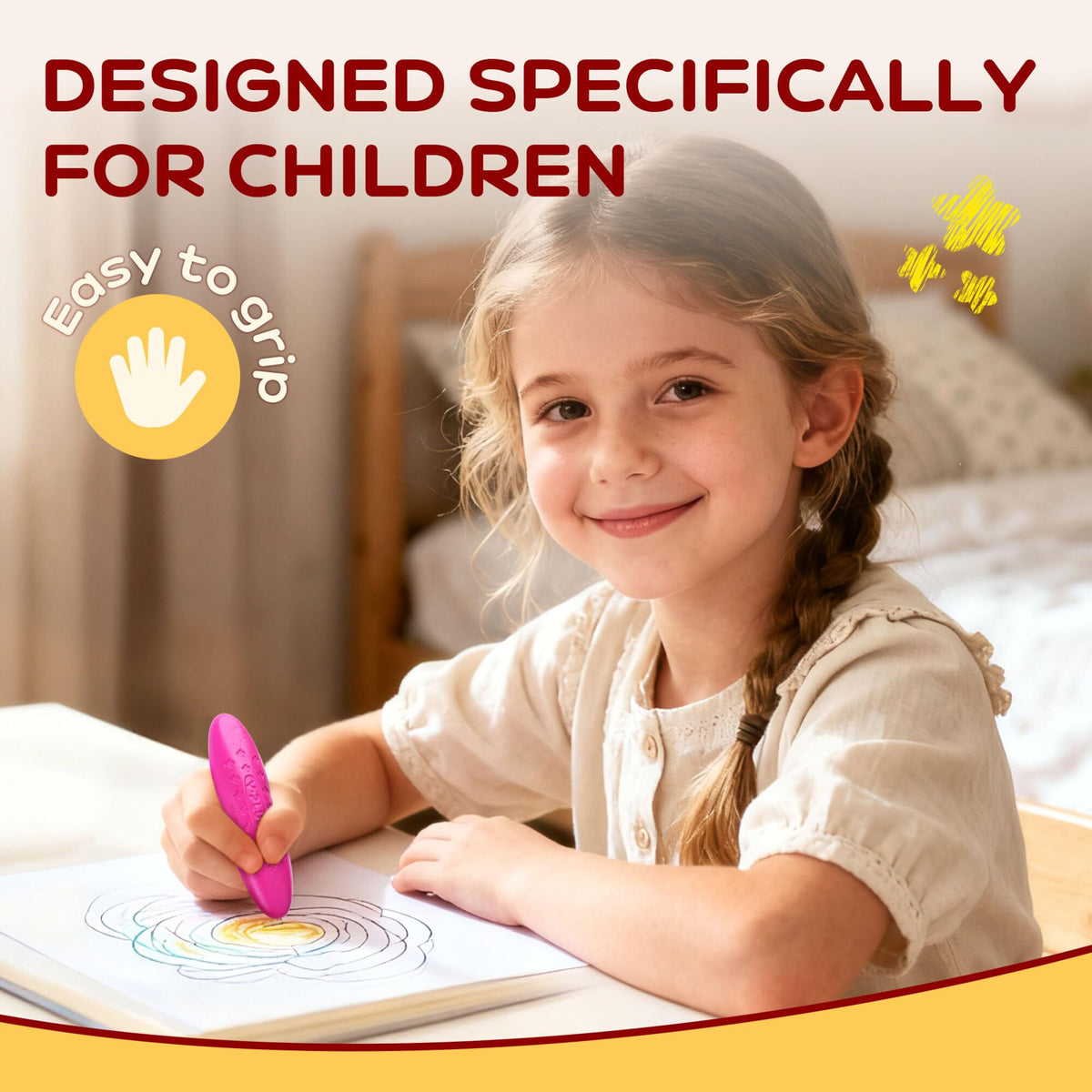 YPLUS non-toxic wax formula, safe for toddlers and preschoolers.