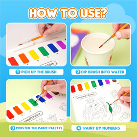 YPLUS paint with water open page shows non repetitive patterns encouraging exploration.