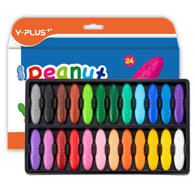 YPLUS Peanut Crayons pack front view, vibrant colors boost creative play for toddlers.