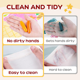 YPLUS peanut crayons side detail, easy-grip shape helps small hands draw confidently.