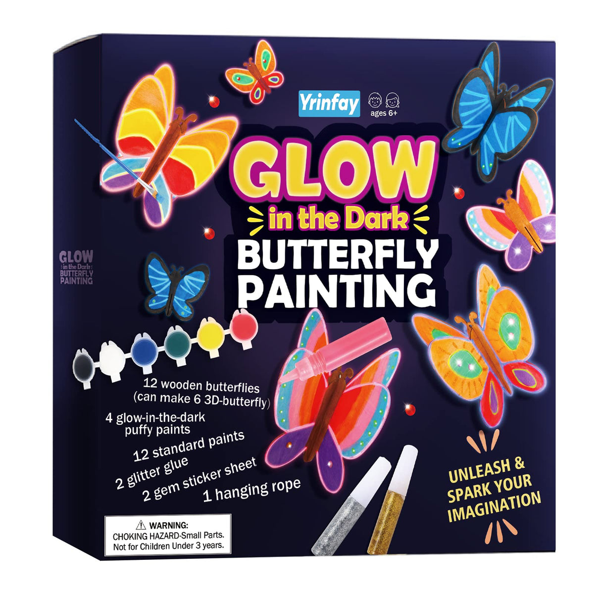 Yrinfay glow butterfly kit packaging showing a complete creative set for kids.