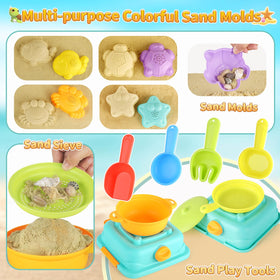 Yrkidstoi four sand tools ideal for digging and shaping.