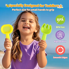 Yrkidstoi utensils and plates bundle supports sharing during sandbox play.