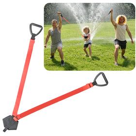 YROGOHC water balloon launcher in action with the giant slingshot for outdoor battles.