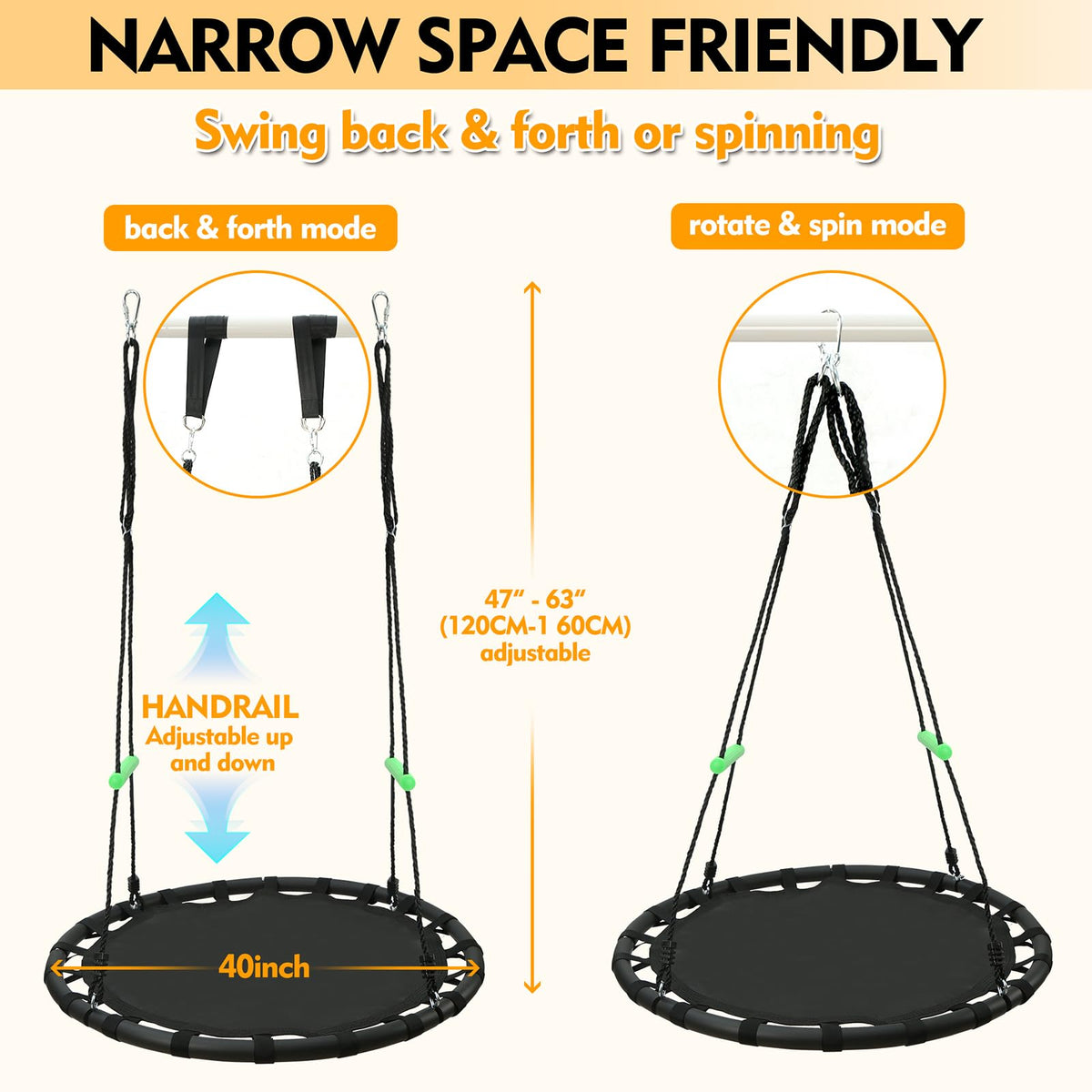 YSEJOMP adjustable ropes enable versatile height and space