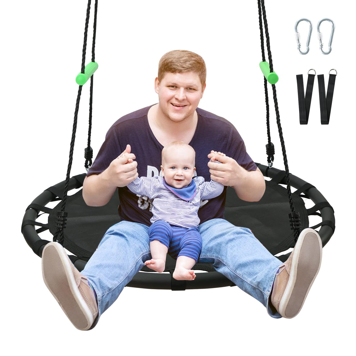 YSEJOMP saucer swing with handles for secure outdoor play