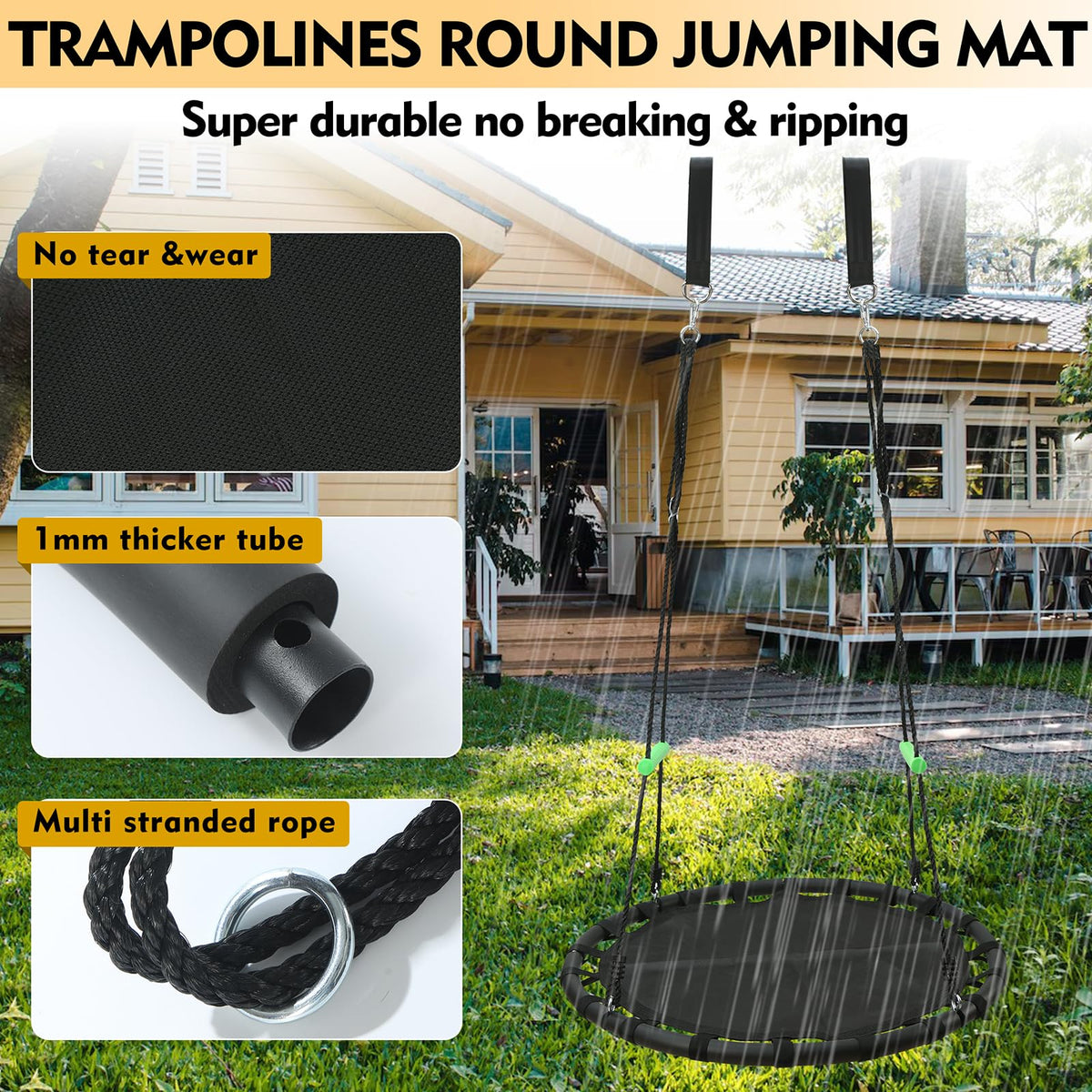 YSEJOMP steel frame supports sturdy backyard setup