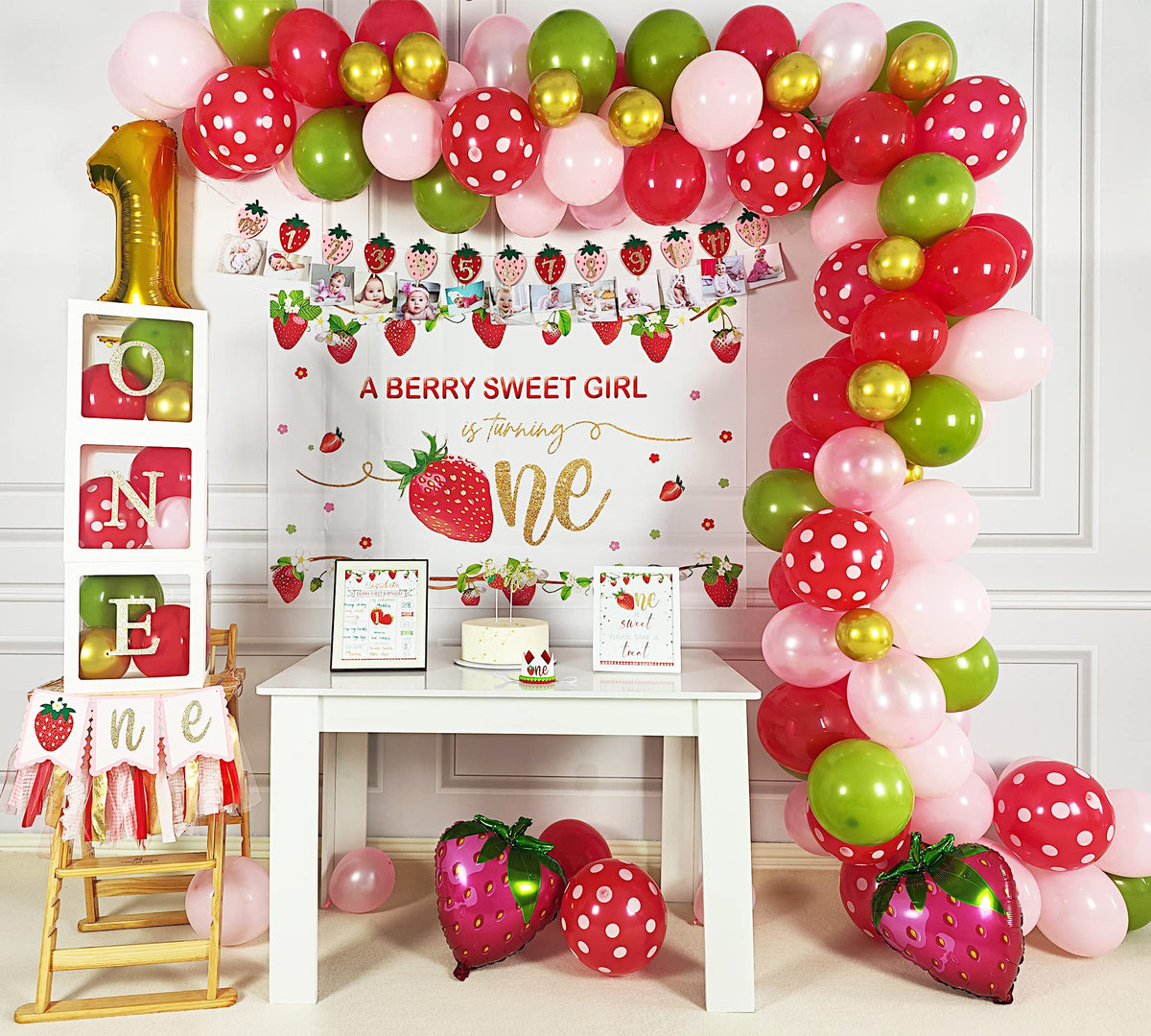 YSHMFEUX strawberry 1st birthday crown adds charming flair for photos