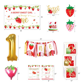 YSHMFEUX strawberry 1st birthday photo banner keepsake for newborn to 12 months