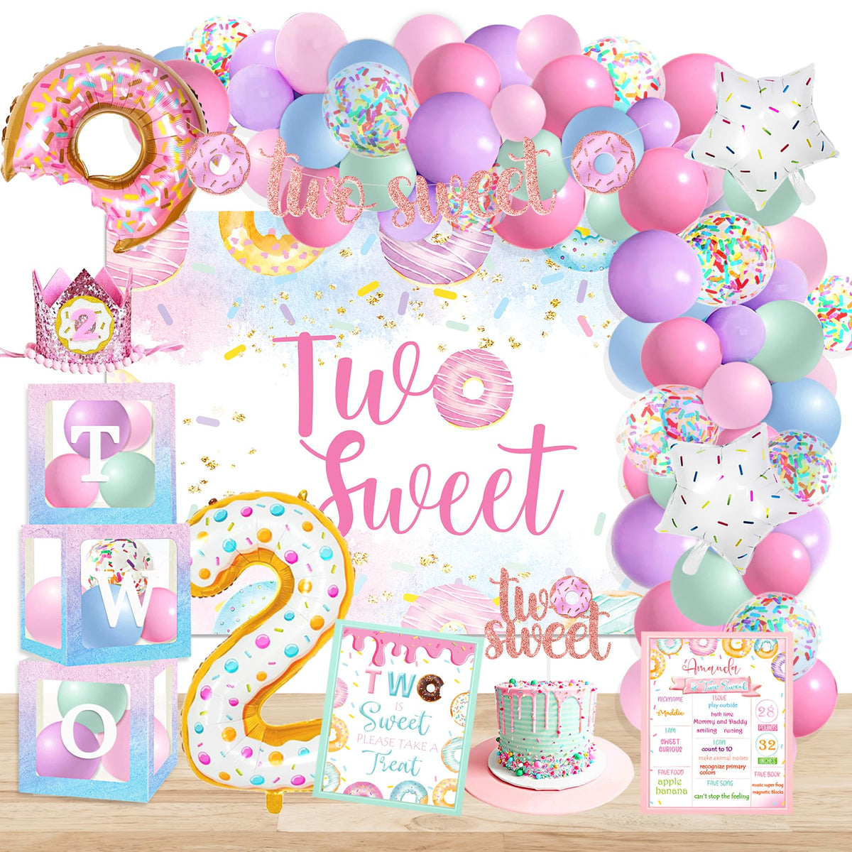 YSHMFEUX two sweet backdrop for baby girl birthday photos and party ambiance.