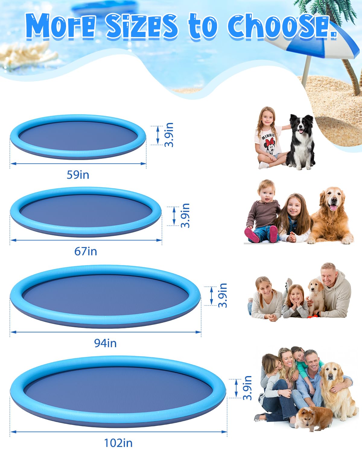 YSJILIDE splash pad: dog cooling dip on large, pet-friendly, BPA-free mat.