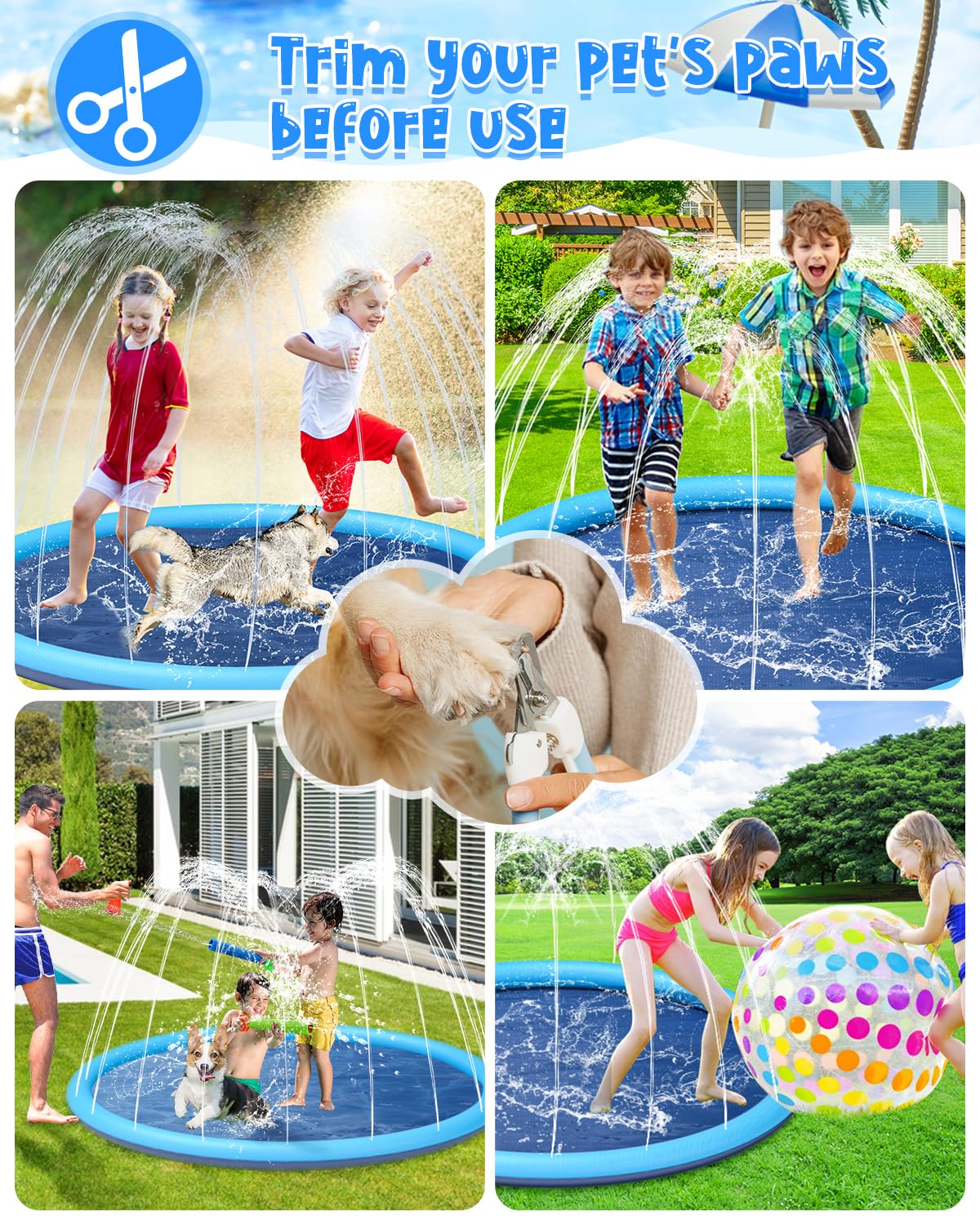 YSJILIDE splash pad: easy-to-clean large surface for family fun.
