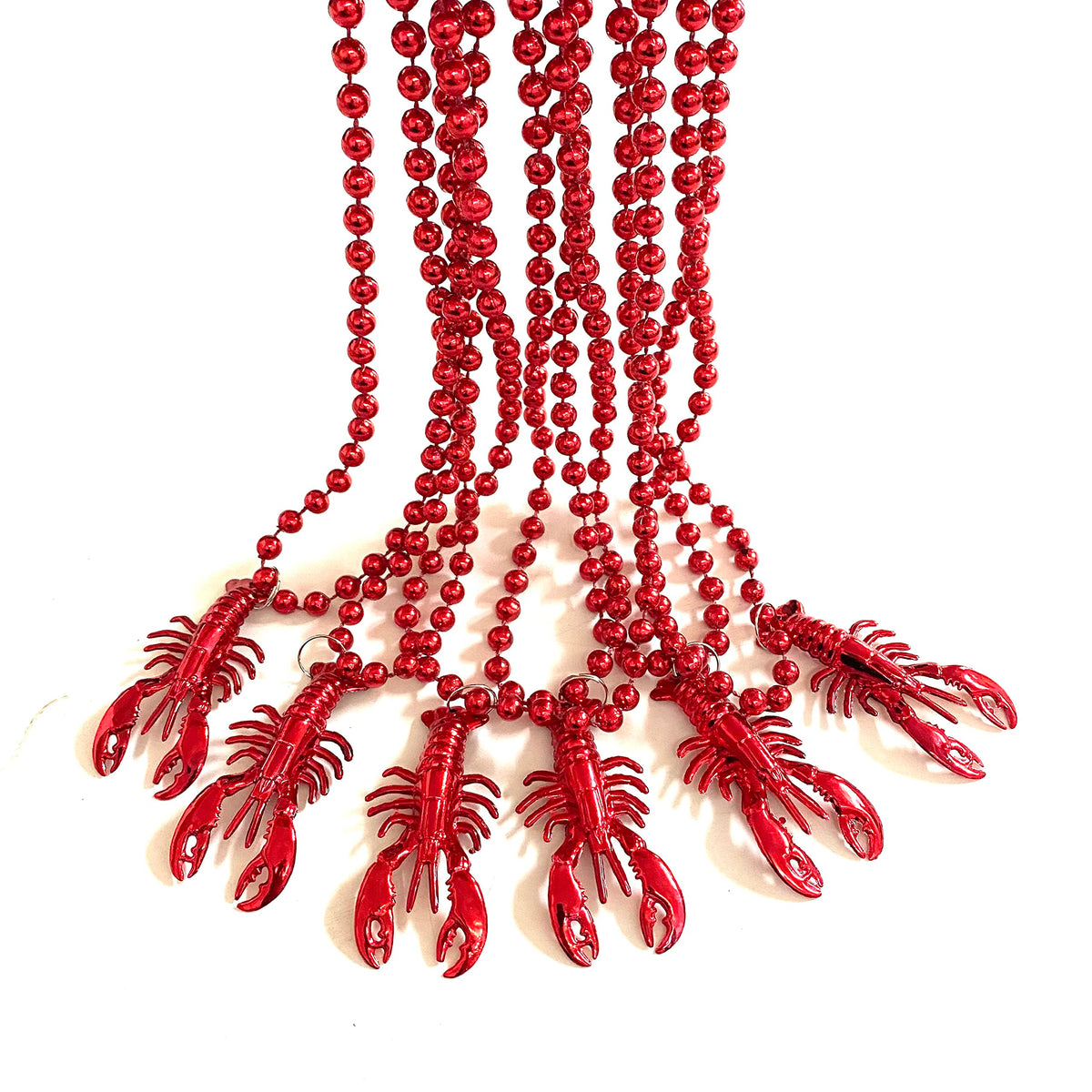 YSPPF Crawfish Mardi Gras beads 12-pack for festive celebrations and photos.