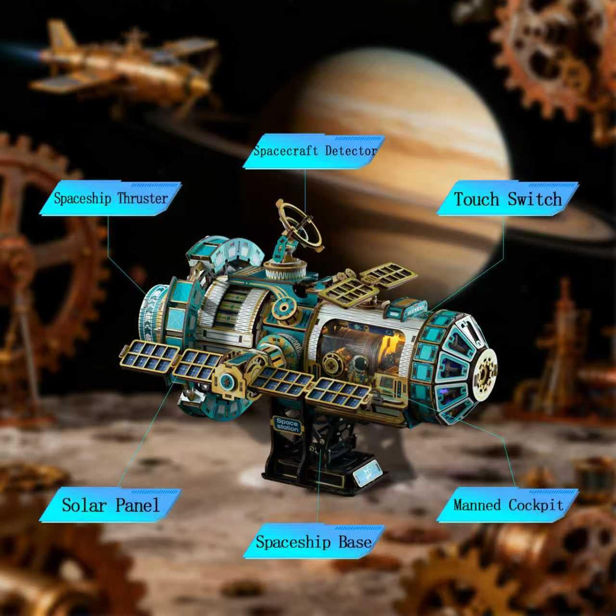 YSWOOD WORLD UV-printed textures detail on space station model for depth