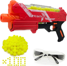 YTSWELE blaster gun with red hopper ready for quick reloads in Nerf battles