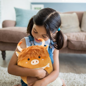 Yytoyshop Highland Cows plush pillow packaging shown as gift-ready packaging.