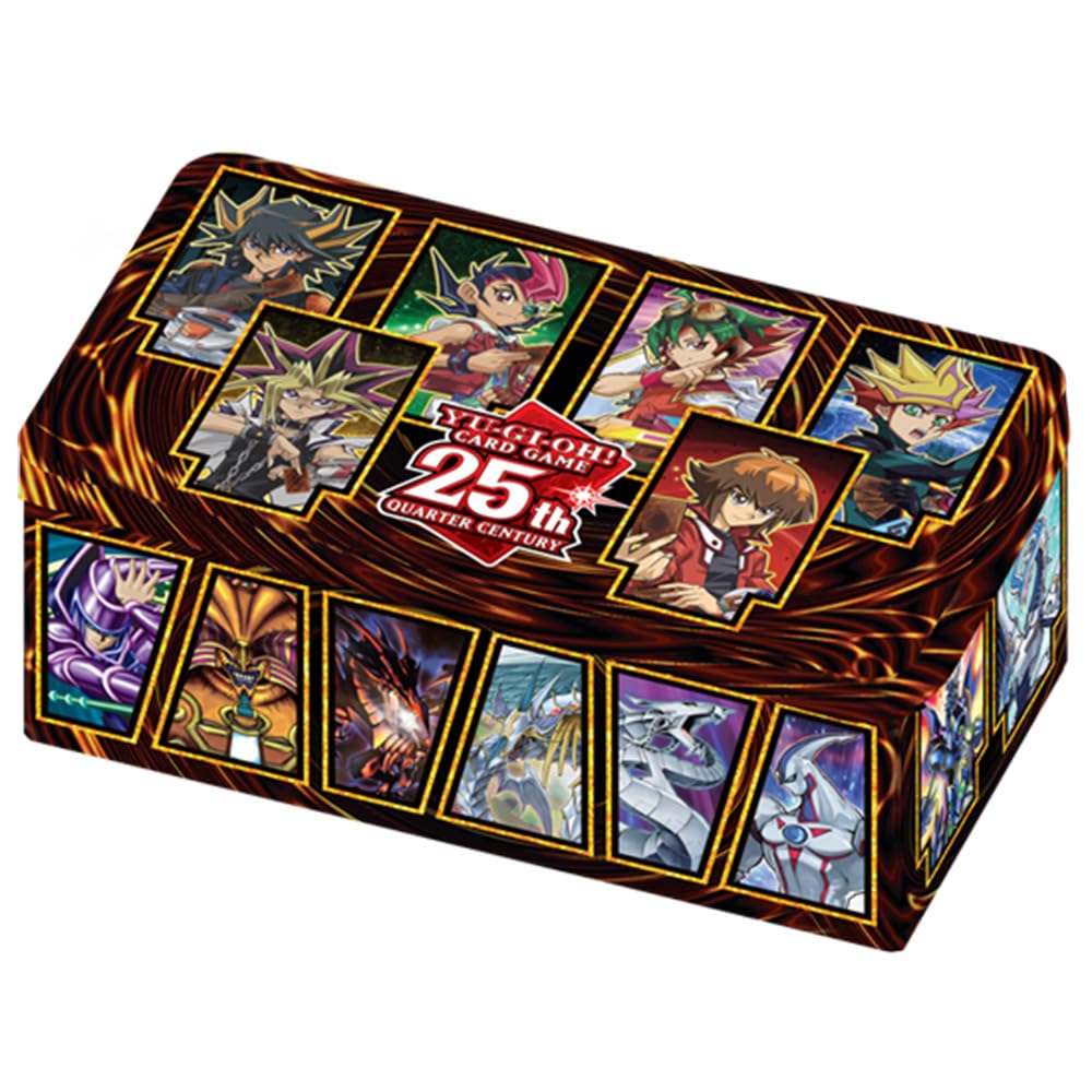 Yu-Gi-Oh! 25th Anniversary Tin featuring Dueling Heroes packaging, ideal for display and collection.