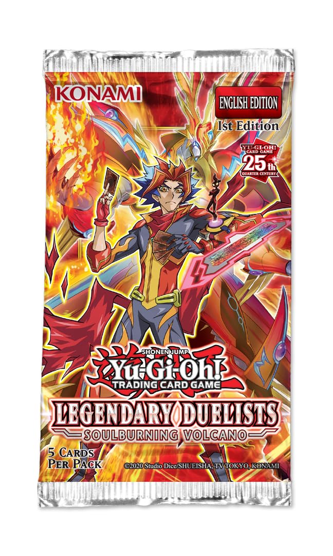 Yu-Gi-Oh! Soulburning Volcano pack opening photo captures excitement and anticipation.