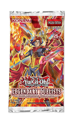 Yu-Gi-Oh! Soulburning Volcano pack opening photo captures excitement and anticipation.