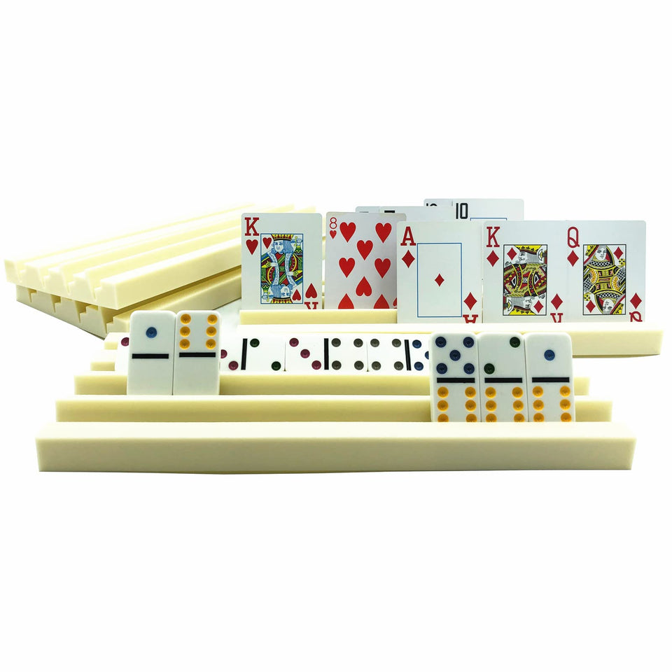 Yuanhe 4Pack domino holders side view keeps tiles organized for focused gameplay.