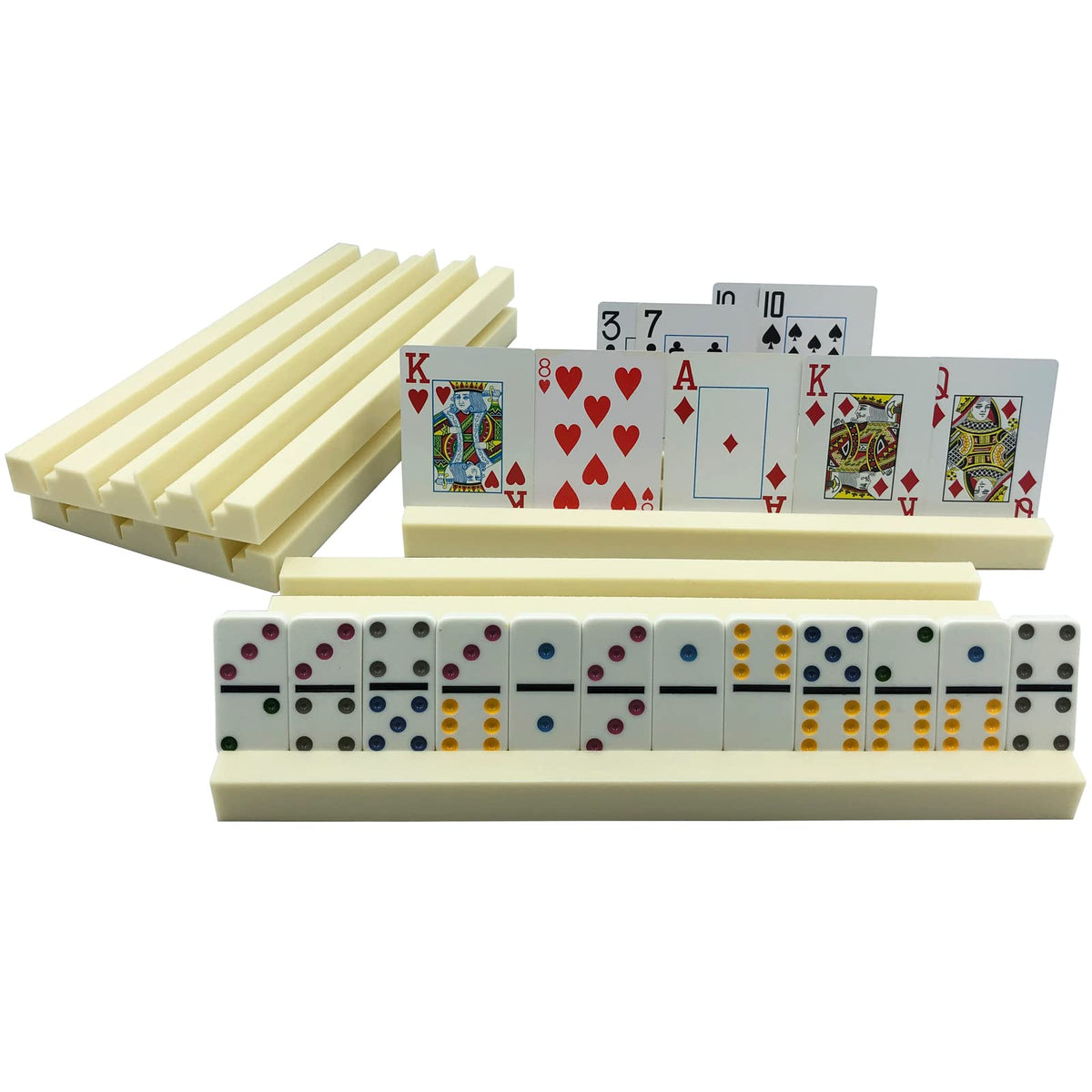 Yuanhe domino trays top view easy viewing of cards and dominoes during play.
