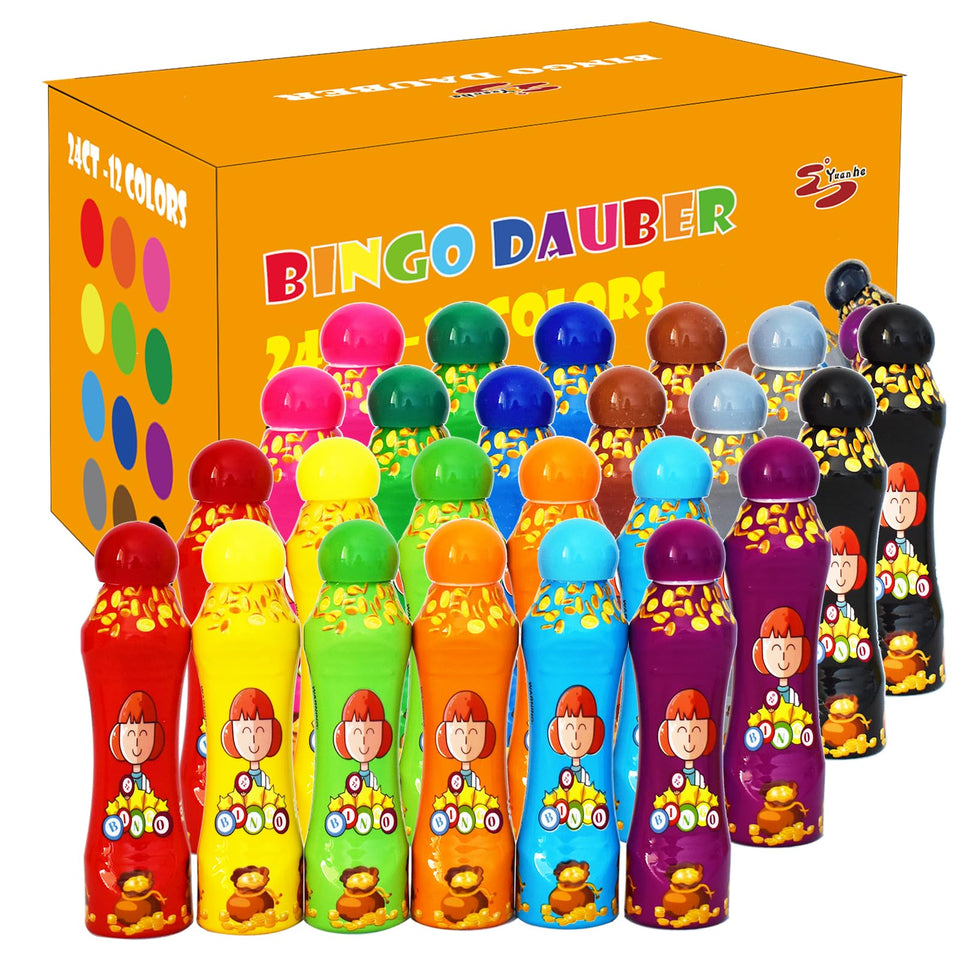 Yuanhe bingo daubers in 12 colors for fast, clean dot art on cards.