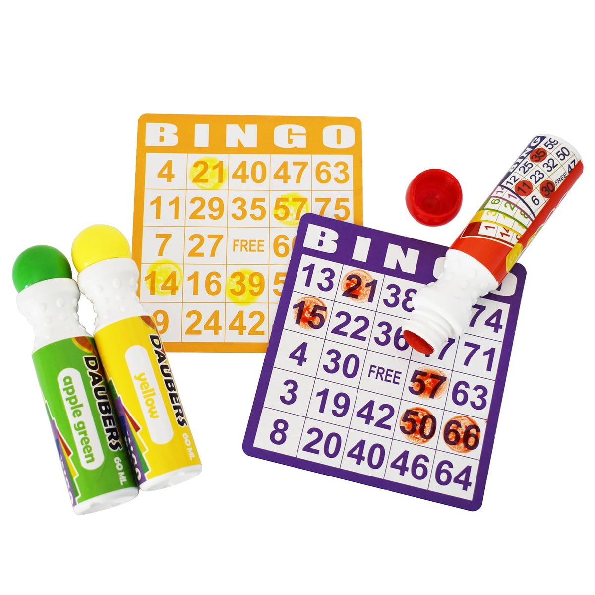 Yuanhe Bingo Daubers dry-fast ink for crisp dots without smudging.