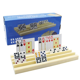 Yuanhe four-pack domino trays arranged for quick access during play