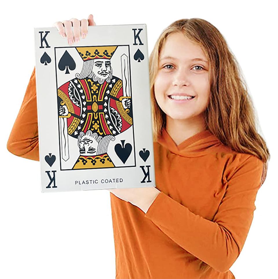 Yuanhe jumbo playing cards laid out for dramatic casino-style party decor