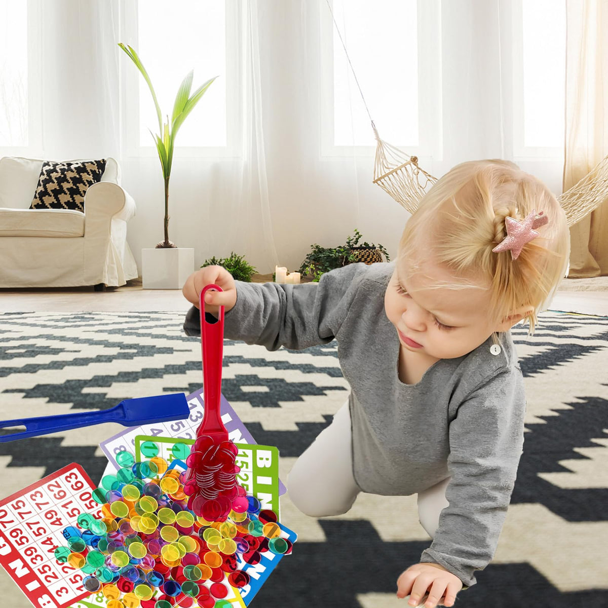 Yuanhe magnetic bingo wand green with chips offers engaging counting practice at home.