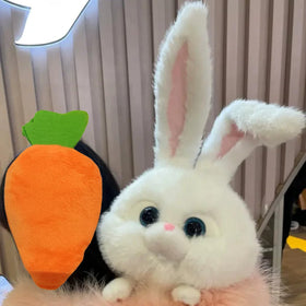 Yuanpulalala Snowball Rabbit Boss plush material details emphasize soft silk floss feel