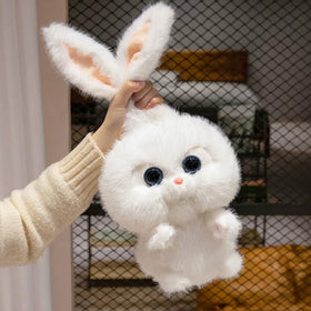 Yuanpulalala Snowball Rabbit Boss plush side view highlights its huggable silhouette