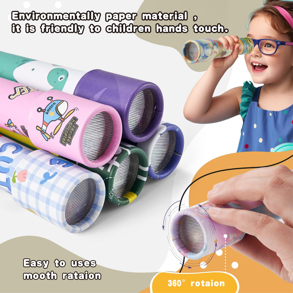 YUBAGOWU kaleidoscope rotating end enables smooth rotation for small hands.