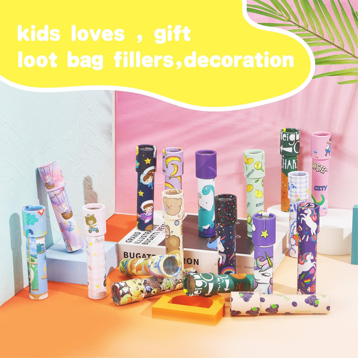 YUBAGOWU kaleidoscopes encourage color exploration and creative play for kids.