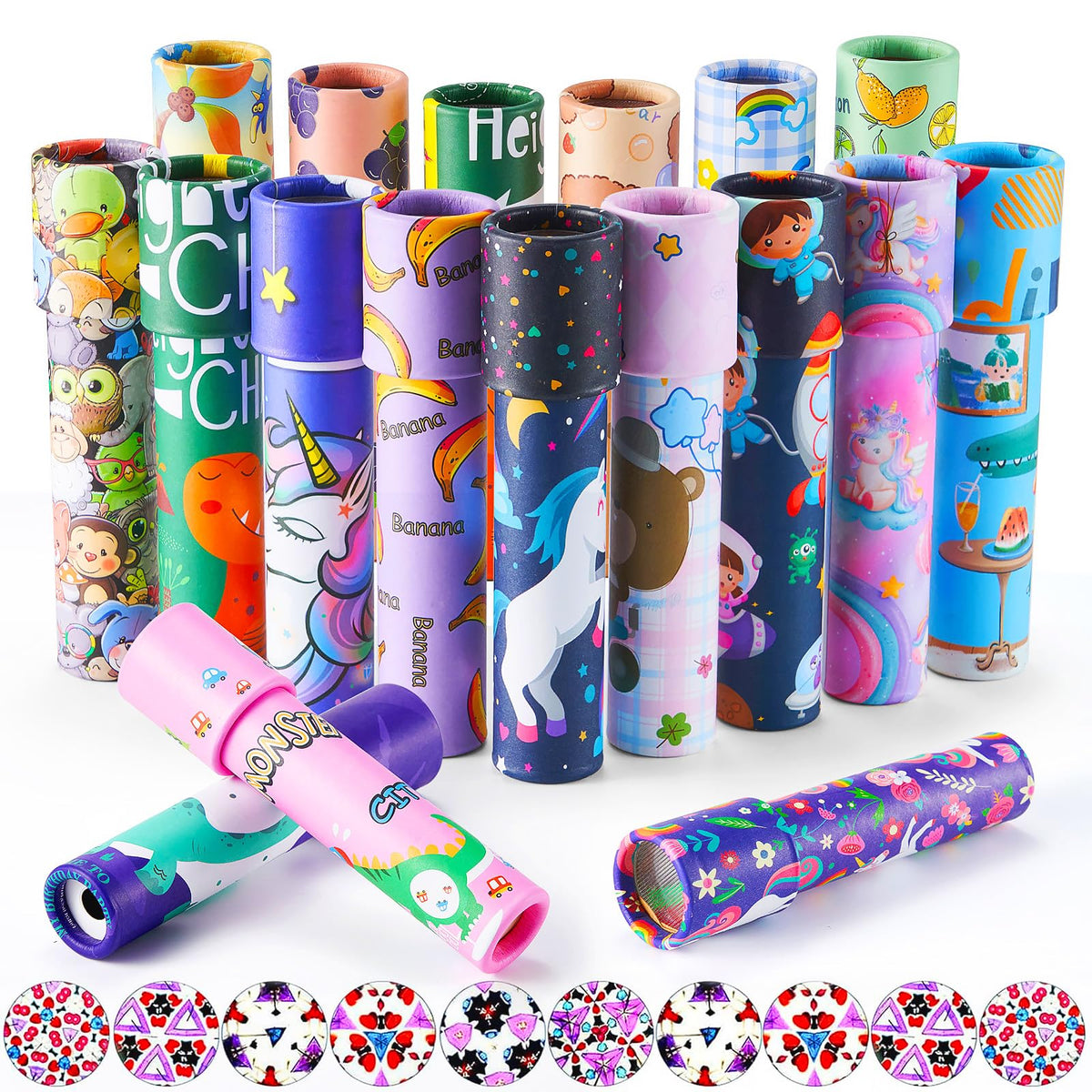 YUBAGOWU kaleidoscopes reveal inside color patterns for imaginative play and visual exploration.