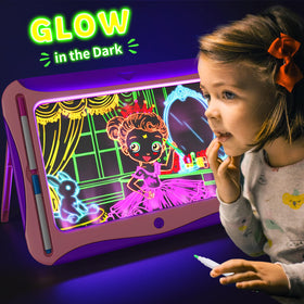 YUBALEER Magic LED drawing board lights up tracing surfaces for kids.