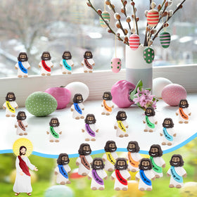 YuDanae brown mini Jesus figurine; durable resin with smooth surface.
