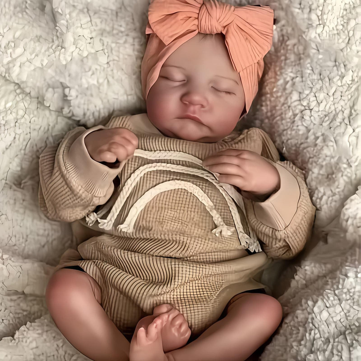 YuDill doll dressed in baby clothes for a gift-ready look.