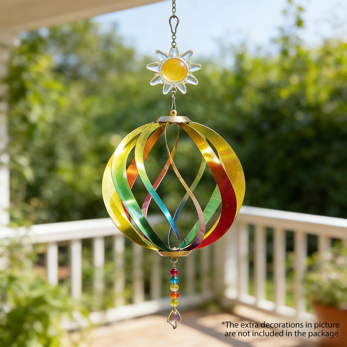 YUECH garden spinner enhances patios, decks, and balconies.
