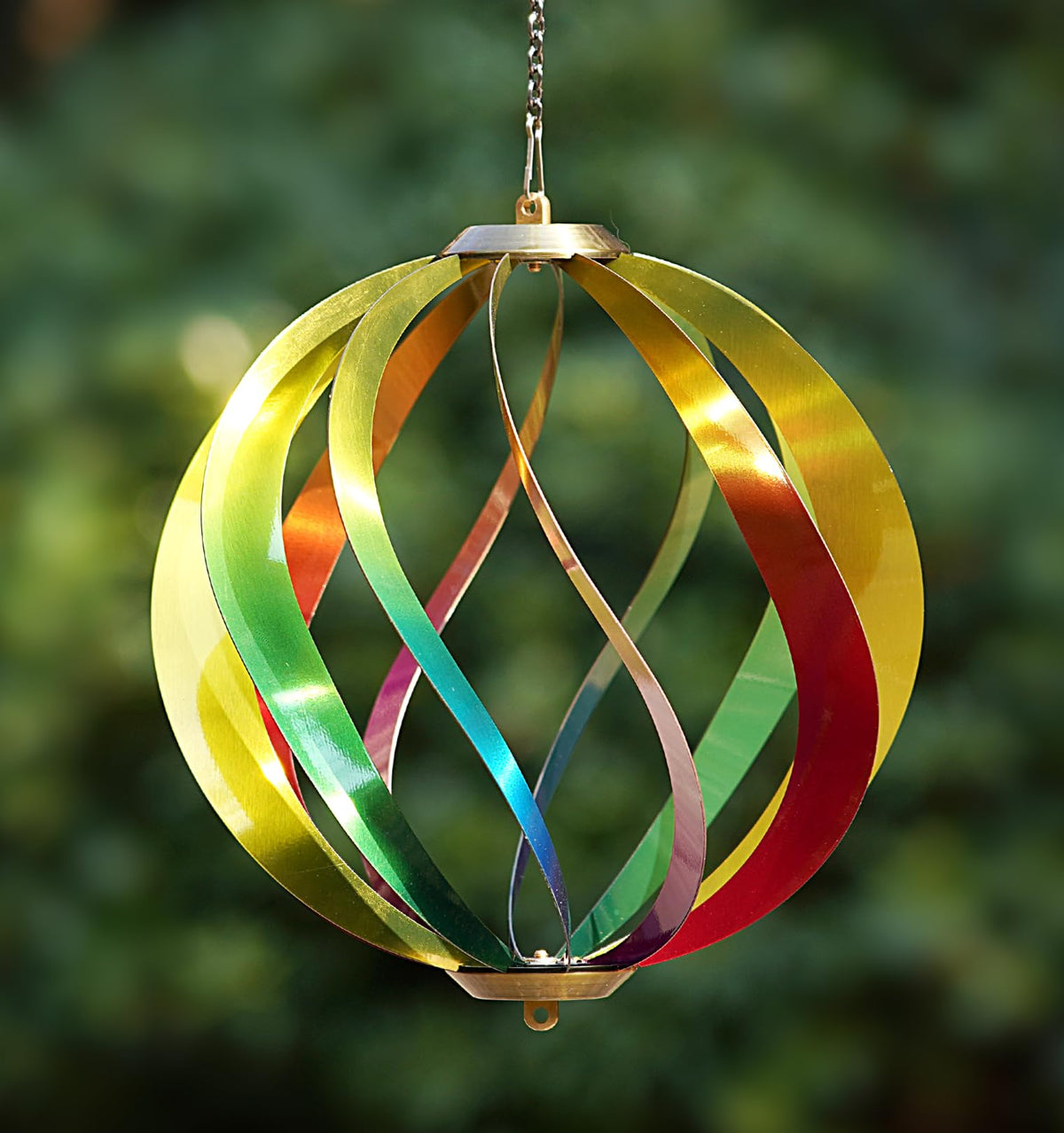 YUECH hanging wind spinner rainbow 8inch ball brightens outdoor garden with colorful reflections.