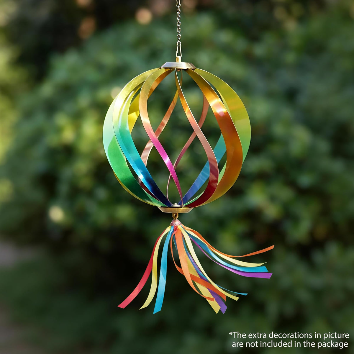 YUECH 3D metal ball centerpiece enhances garden focal point.