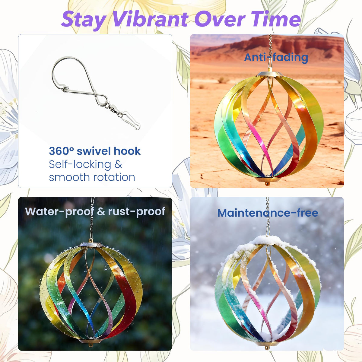 YUECH colorful wind spinner ideal gift for garden lovers.