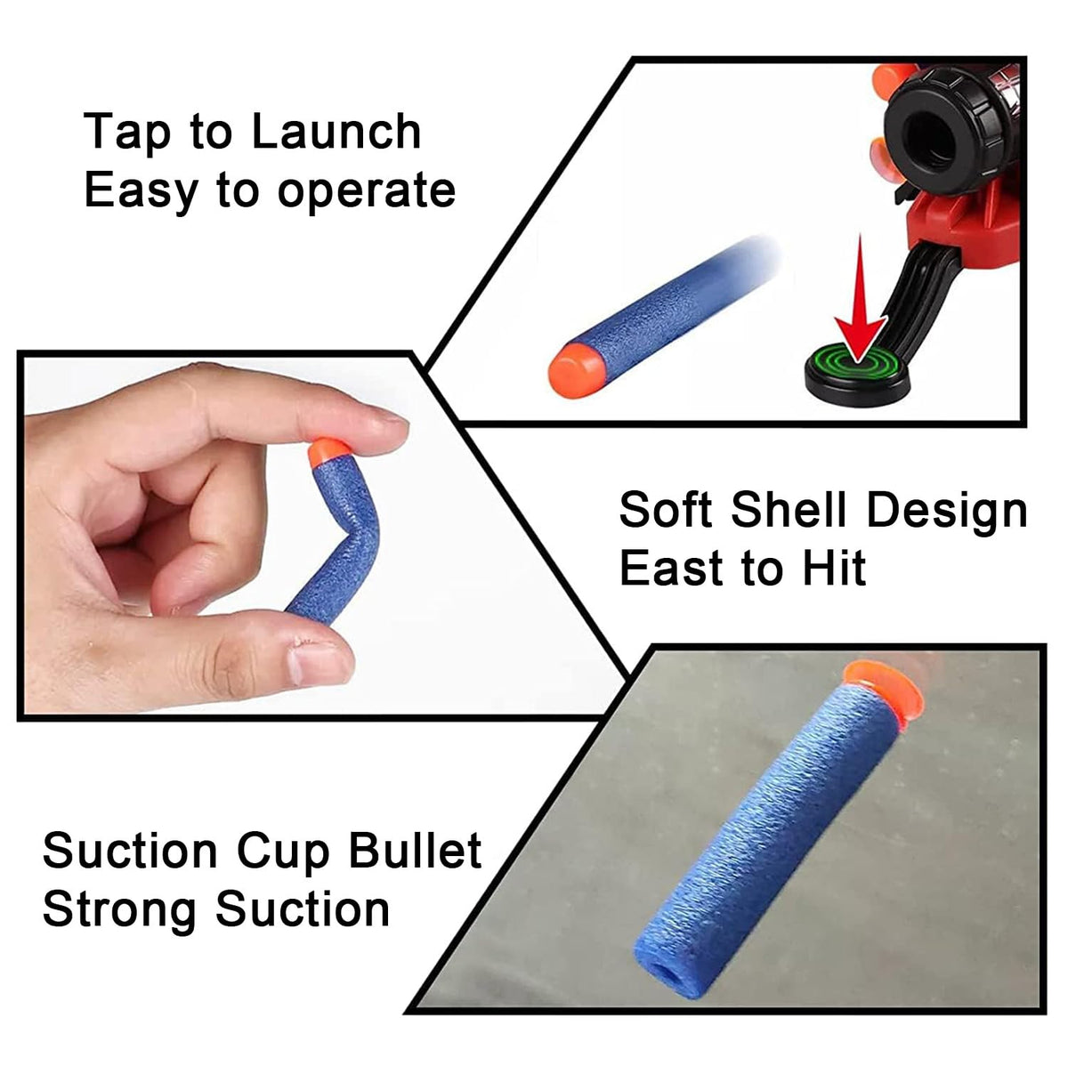 YUETIANE suction-dart bullets, attach to glass or floor for versatile games.
