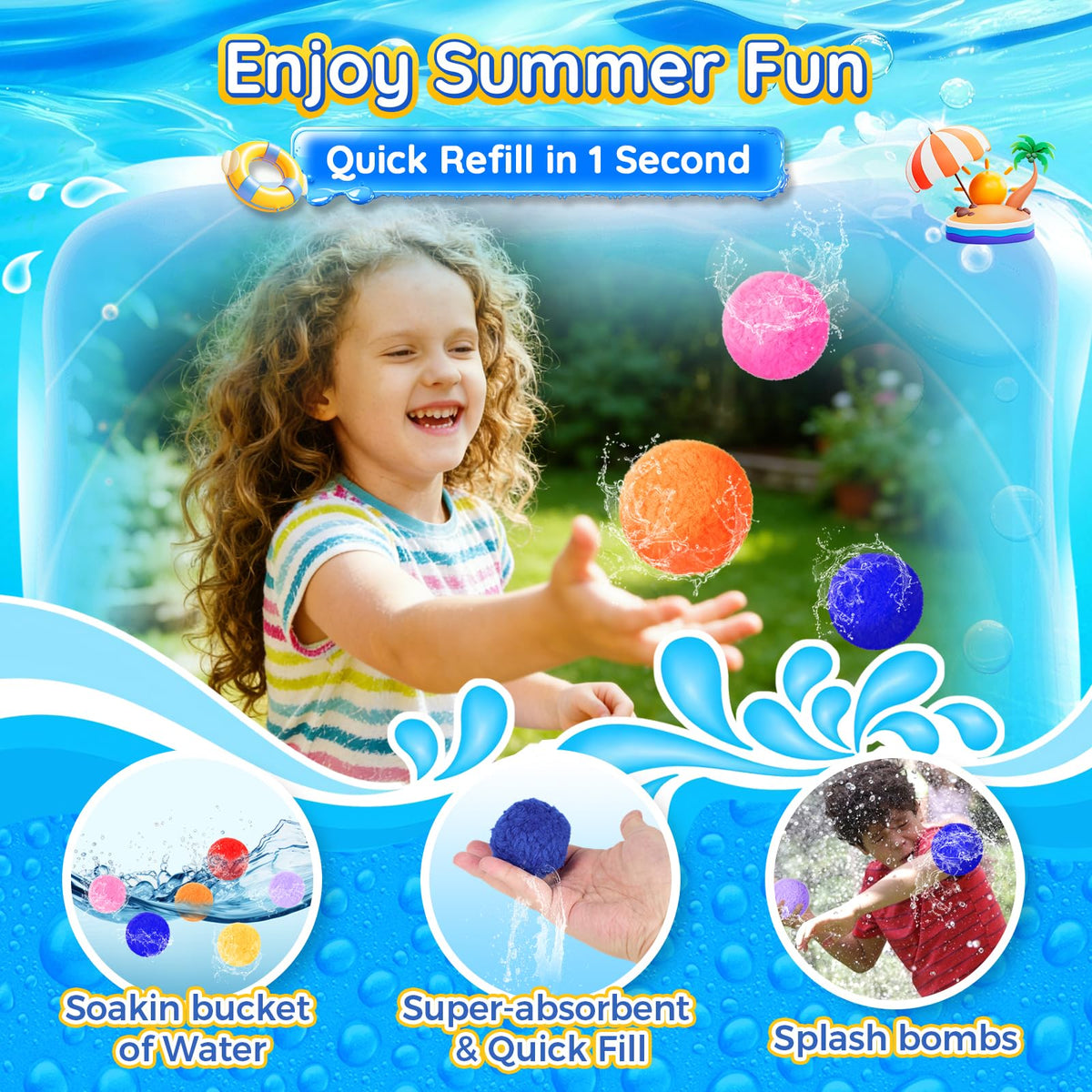 YUGYNNSI reusable water balloons offer durable, eco-friendly summer entertainment for families.