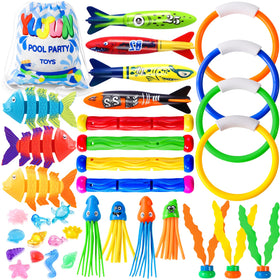 YUJUN 35pcs pool diving toys pack for colorful water games